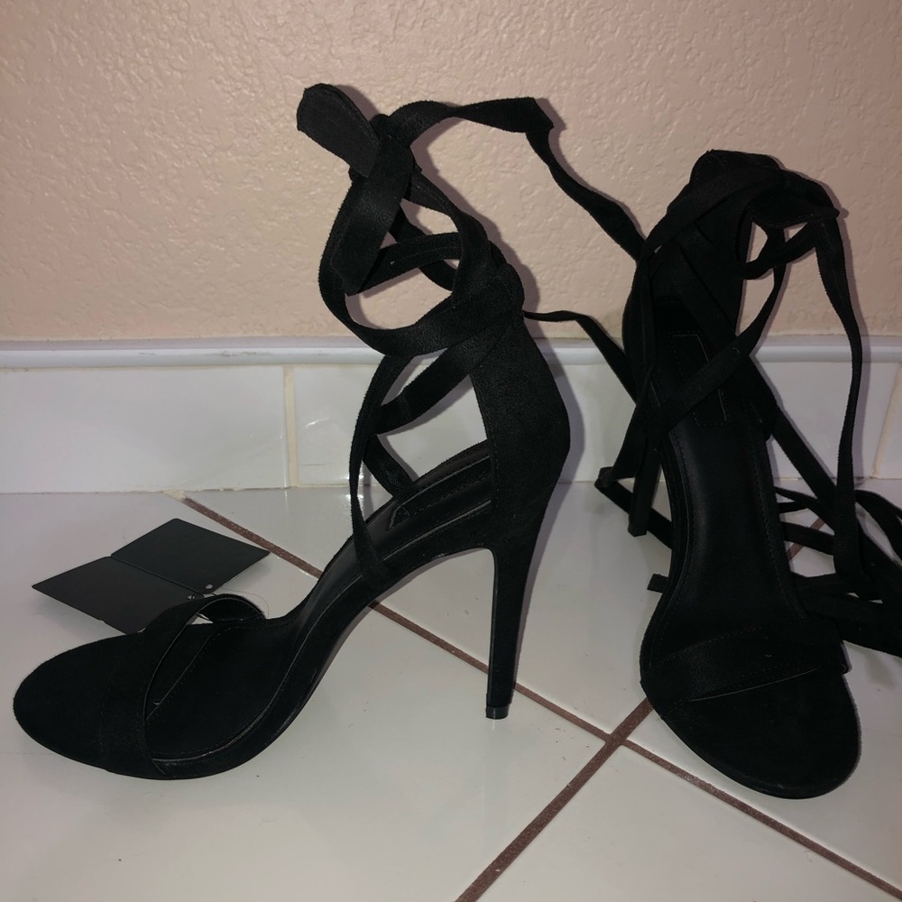 Forever 21 Black suede Tie Up Strappy Heels